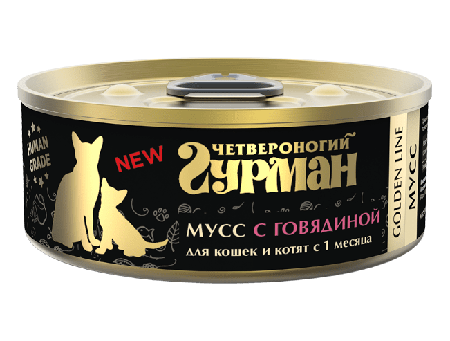 фото - 1 - Golden line Мусс с говядиной для кошек 100 г 