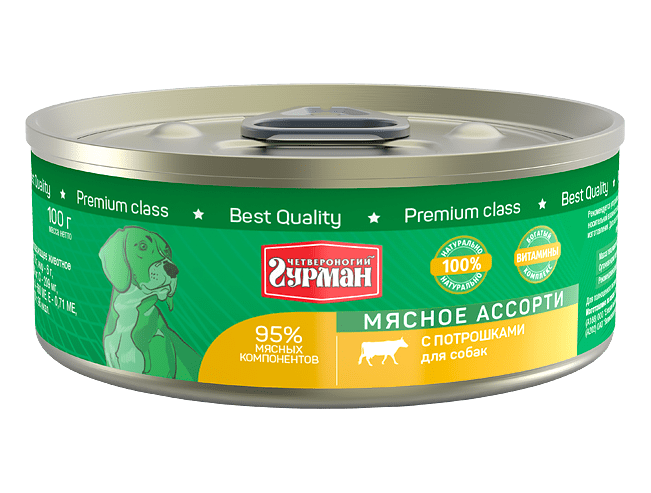 фото - 1 - Мясное ассорти с потрошками для собак 100 г 