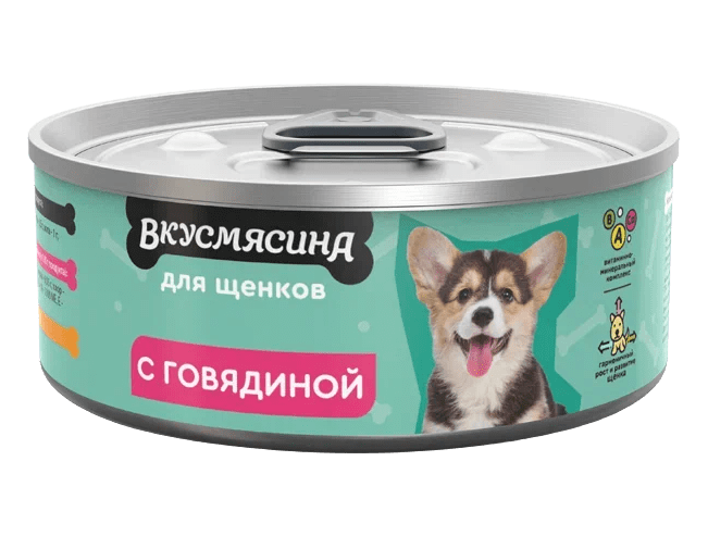 фото - 1 - Влажный корм с говядиной для щенков 100 г 