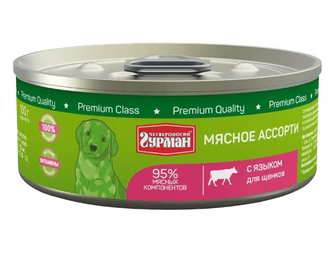 фото - 1 - Мясное ассорти с языком для щенков 100 г 